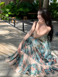 MQTIME  -  Beach Boho Floral Midi Dress Women Casual Y2k Clothing Bodycon Sexy Dress Even Party One Piece Dress Korean Fashion Sleeveless