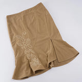 MQTIME  -  Vintage Embroidery Midi Skirts Female High-waist Side Split Fishtail Skirts Summer New Commute Streetwear Women's Skirt