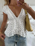 MQTIME  -  Women Summer Vacation Cute Elegant Yellow Frill Ruffle Trim Single Breasted Shirt Blouse Top Ladies Beach Holiday Daily Wear