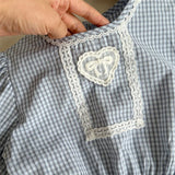 MQTIME  -  New Summer Toddlers Kids Plaid Sets Lace Puff Sleeve Tops Layered Shorts 2pcs Baby Girls Cute Outfits