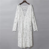  MQTIME  -  Summer Crochet Lace Maternity Photoshoot Dress Cardigan Full Sleeve Sunscreen Pregnant Woman Long Dress For Photography Props