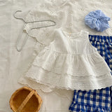 MQTIME  -  New Summer Baby Girls Sleeveless Blouses Lace Embroidery Ruffles Tops Toddlers Kids Cotton Vest Shirts