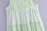 MQTIME  -  Striped Mini Dress Round Neck Beach Dress Sleeveless Printed Sundress Straight Style Boho Vestidos Holiday Dress