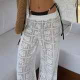 MQTIME  -  Floral Lace Sheer Women's Pants Sexy Fashion Casual Daily Beach Vacation Resort Streetwear Trousers New Women Pants