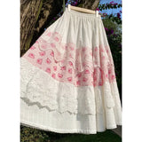 MQTIME  -  Country-style Half-skirt for Women, Spring Lace Splicing, College-style, Summer New Design, Retro A-line Skirt