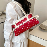  MQTIME  -  Korean Style Polka Dot Small PU Leather Top Handle Bag Ladies Contrast Color Shoulder Crossbody Bags New Trend Handbag