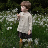  MQTIME  -  Casual Daily Cotton And Linen Children's Shirt Autumn New Retro Mori Buttons Long-Sleeved Shirts Boys And Girls Clothing