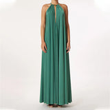 MQTIME  -  Summer Maxi Dress for Women Casual Sexy Deep V-Neck Halter Neck Sundress Sleeveless A-Line Draped Long Dresses Female