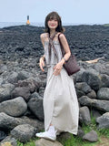  MQTIME  -  Summer Short Korean All Match Striped Print Slash Neck Spaghetti Strap Camis