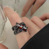Mqtime Kpop 90s Grunge Aesthetic Irregular Liquid Metal Heart Moonstone Open Ring For Women Luxury Vintage Jewelry EMO Y2K Accessories