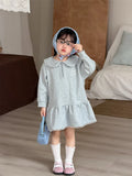MQTIME  -  New Spring Baby Girls Preppy Style Dress Long Sleeve Embroidery Children Ruffles Sweatshirt Dresses