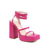 MQTIME  -  2024 Summer New Women's Sandals Large Size 36-44 Foot Lengths 23-27cm Loop with Ankle Buckle Platform High Heels Sexy High Heels