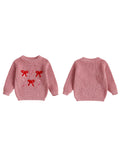 MQTIME  -  Adorable Toddler Girl Christmas Sweaters with Festive Reindeer and Snowflake Embroidery Long Sleeve Round Neck Toddler