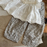  MQTIME  -  Summer Baby Girls Cute Sets Korean Style Lace Embroidery Blouses Printed Pants 2pcs Children Chic Outfits