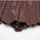 MQTIME  -  Brown Polka Dot Bubble Shorts Women Elastic Drawstring Waist Loose Flowy Puffy Short Pants Summer Holiday Weekend Shorts