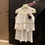  MQTIME  -  Boys' Suit Spring and Summer New Children's Wear Korean Style Boys and Girls Casual Simple Corset Vest Shorts Two Sets