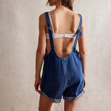 MQTIME  -  Fashion Denim Jumpsuits V Collar Sleeveless Autumn Playsuits Pockets Oversized High Street Rompers Boho Bodysuits