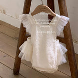  MQTIME  -  New Summer Newborn Baby Girl Romper Flying Sleeve Cotton Mesh Splicing Toddler Baby Girl Jumpsuit 0-24M Baby Girl Clothing