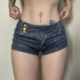  MQTIME  -  Fashion Low Waist Design Side Buckle Jeans Shorts Y2k Spice Girls Sexy Wash Hip Shorts for Women