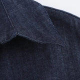 MQTIME  -  Spring Summer New Series Denim Dress Lapel Side Zipper Fashion Wrinkle Waist Slim Elegant Female Vestidos