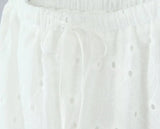 MQTIME  -  Hollow Out Cotton Women's 2 Pieces Set White Summer Pants Set Embroidery Top Pants Suit Matching Set Beach Casual Pants
