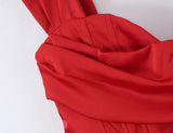 MQTIME  -  Sexy Women Satin Fold Chest Pad Bra Slash Shoulder Dress Corse Boning Low Waist Cross Lacing Up Back Ball Gown BUD Dresses Robe