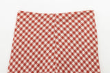  MQTIME  -  Women Elegant Red Plaid Skrit Sets Short Sling Top Camis High Waist Midi Skirts Summer Casual Holiday Beach Outfits