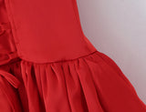 MQTIME  -  Sexy Women Satin Fold Chest Pad Bra Slash Shoulder Dress Corse Boning Low Waist Cross Lacing Up Back Ball Gown BUD Dresses Robe
