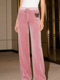  MQTIME  -  Sweet Y2k Low Waist Butterfly Print Rhinestones Slim All Match Casual Straight Pants