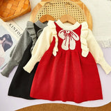 MQTIME  -  Girls Sweater Dress Autumn Winter Princess Dresses Kids Dress Fall Warm Christmas New Year Red Children Clothing 2-6Yrs