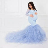  MQTIME  -  Long Sleeve Maternity Dresses for Photo Shoot Sexy Off Shoulder Lace Pregnancy Maxi Gown Dresses Pregnant Women Photography Prop