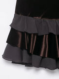  MQTIME  -  Chic Fashion Velvet Splicing High Waist Mini Skirts For Women New Ruffles Elegant Skirt Woman Y2k Night Club Party Skirts﻿ ﻿