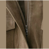  MQTIME  -  Retro Solid Suede Bomber Jacket Women Street Lapel Single Breasted Full Sleeves Zipper Pockets Coat Female Autumn Casual Outwear