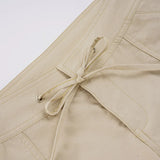MQTIME  -  Retro Sweet Y2k Low Rise Chic Pants Women's Streetwear Lace-up Loose Straight Capris Khaki Retro Korean Chic Baggy Pant