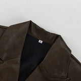 MQTIME  -  Retro Fashion PU Leather Skirt Set Women's Design Sense Cutout Long Sleeve Top Luxury Sense Two-piece Set