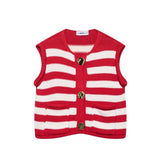 MQTIME  -  Striped Knit Waistcoat Women Summer Casual Sleeveless Women's Tank Top With Button European Style Female Chic Tops