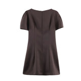MQTIME  -  Women's Summer New Mini Dress Female O-Neck Pleated Bubble Short Sleeved Dress Fashion Slim Fit Elegant Lady OL Short Dresses