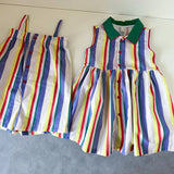 MQTIME  -  Siblings Clothing 1-10Y Girls' Striped Sleeveless Lapel Dress Boys' Straps Overall Shorts Summer Children's Clothes