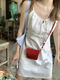 MQTIME  -  Summer White Belted  Knot Strap Dr Women's A-Line  Skirt Slimming Effect Korean Sle Commute