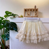 MQTIME  -  Forest style fresh and cute elastic waist lace trim cake dress  white skirt  kawaii  micro skirt Y2K skirt