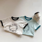 MQTIME  -  Summer New Children Short Sleeves T-shirt Girls Letter Print Tees All-match Baby Cotton Tops Fashion Boy Tshirt Kid Clothes