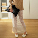 MQTIME  -  Fashion Sheer Floral Lace Women's Maxi Skirt Tassel Elegant Romantic Evening Party Clubwear Skirts Female Y2k Skirt