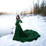  MQTIME  -  Pleuche Long Maternity Photography Props Pregnancy Dress Sexy Shoulderless Maxi Gown Clothes For Pregnant Women Photo Shoot