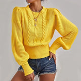 MQTIME  -  Women Sweaters Solid Color 2025 Autumn Winter Soft Warm Tops Loose Female Pullover Lantern Sleeve Knitted Sweater