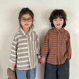 MQTIME  -  New Spring Kids Stripe Shirt Cute Color Block Girls Blouse Children Thin Style Long Sleeved Overshirt