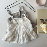 MQTIME  -  New Summer Toddlers Girls Suspenders Shirts Pleated Ruffles Lace Strap Tops Korean Style Children Cute Blouses