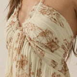 MQTIME  -  New Sexy Strapless Halter Split Boho Dress Woman Spring Floral Print Long Party Dresses Summer Backless Tie-up Tassel Maxi Dress
