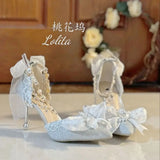 MQTIME  -  Original Bridal Lolita Heels 8cm Pointed Stiletto Pumps Women's Shoes for 18th Coming of Age Ceremony Weddings High Heels