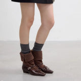 MQTIME  -  Fashion Women's Shoes Luxury Genuine Leather Slouchy Boots for Woman Retro Mary Jane Casual Shoes Designer Shoes Botas Feminina