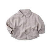 MQTIME  -  Spring New Children Long Sleeve Shirts Solid Boys Lapel Shirts Kids Girls Pocket Cardigan Baby Casual Tops Infant Clothes
